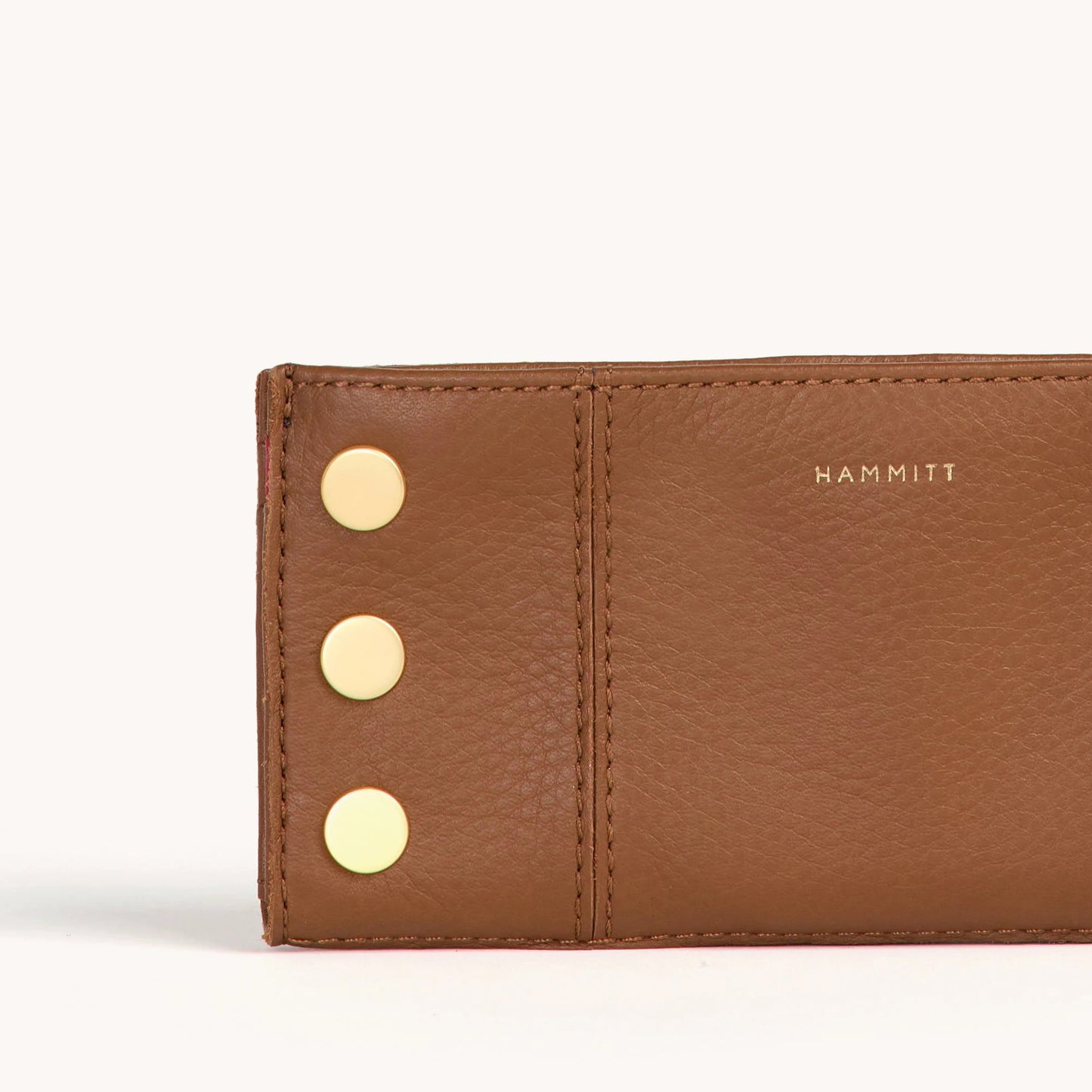 Hammitt 110 North Wallet - Mahogany Pebble/Brushed Gold with Red Zip