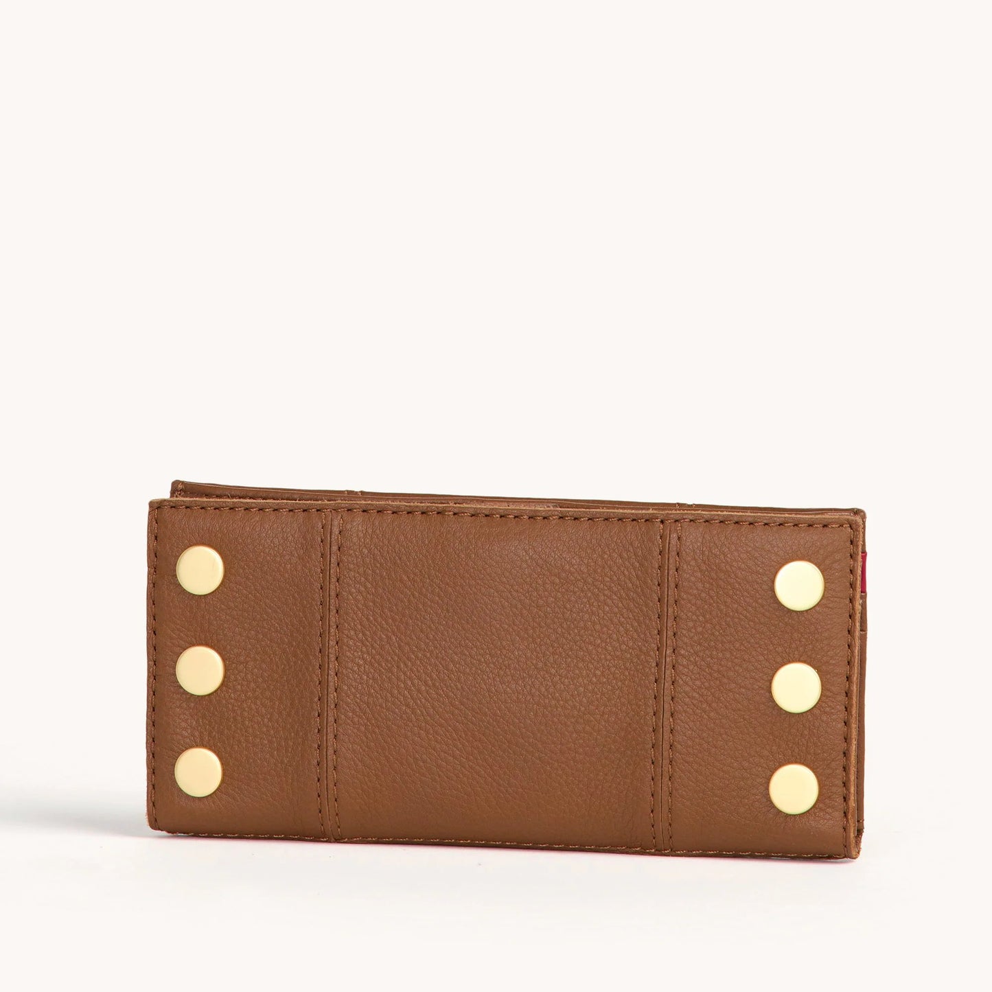 Hammitt 110 North Wallet - Mahogany Pebble/Brushed Gold with Red Zip