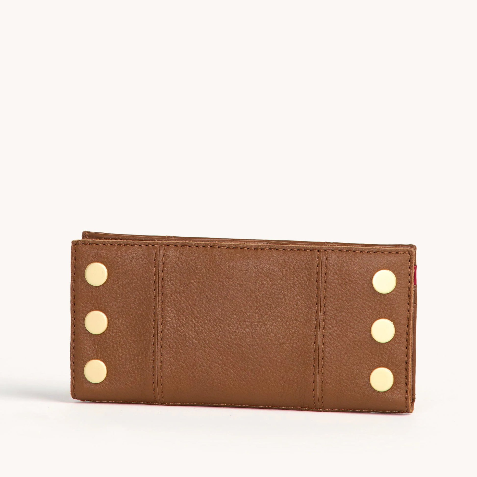 Hammitt 110 North Wallet - Mahogany Pebble/Brushed Gold with Red Zip