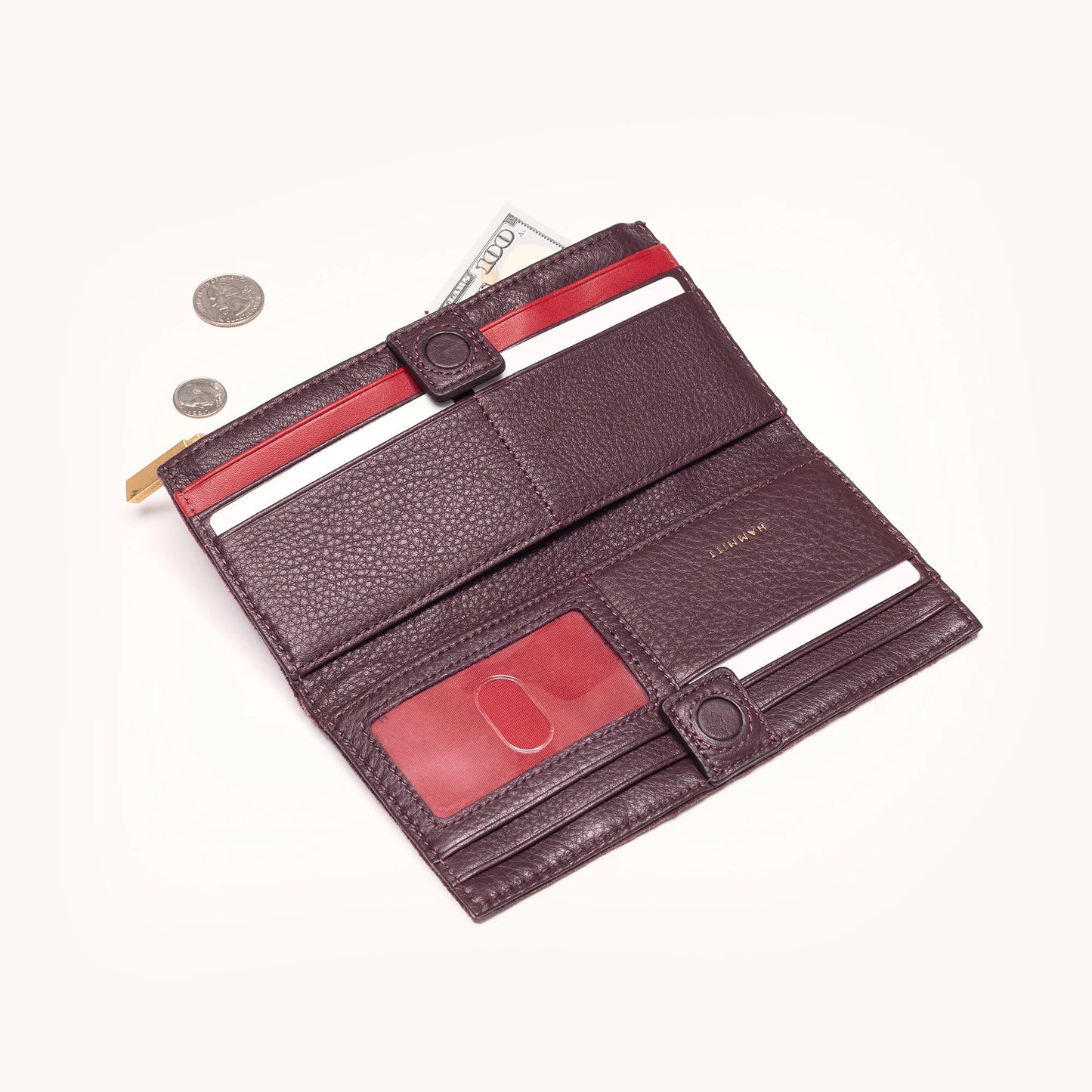 Hammitt 110 North Wallet - LIMITED EDITION Cabernet Pebble/Brushed Gold