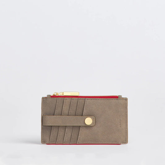 Hammitt 210 West Wallet - Pewter/Brushed Gold with Red Zip