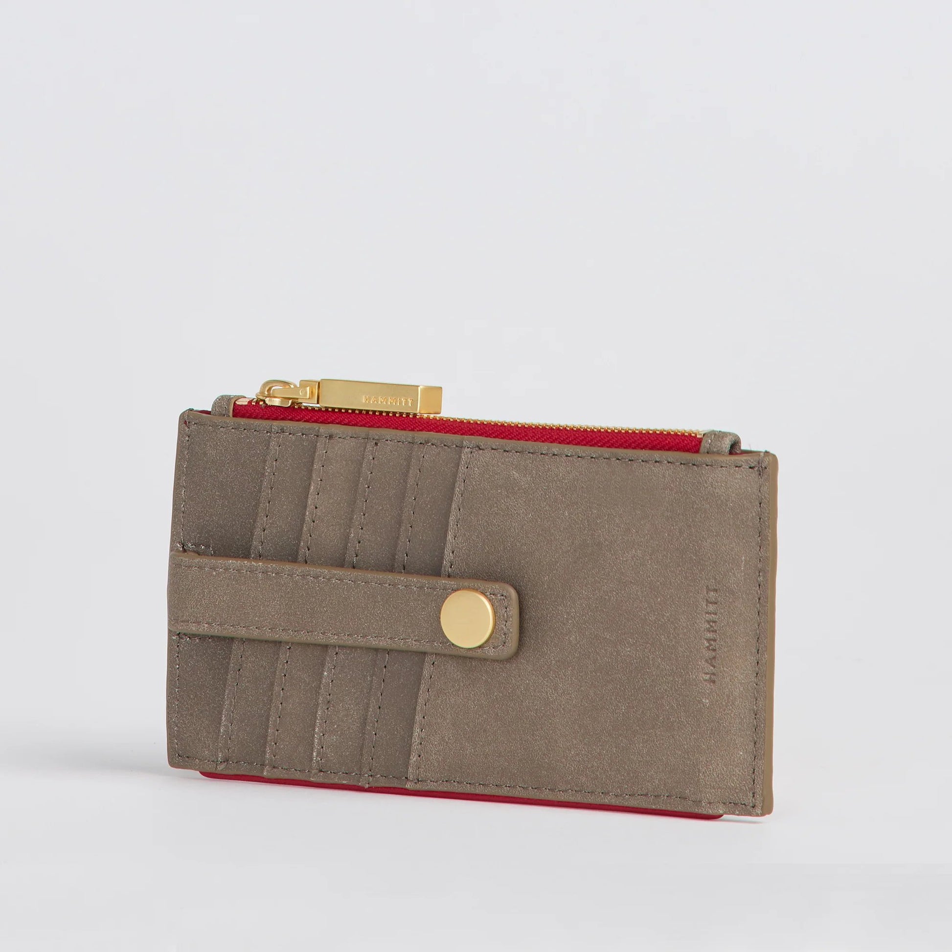 Hammitt 210 West Wallet - Pewter/Brushed Gold with Red Zip