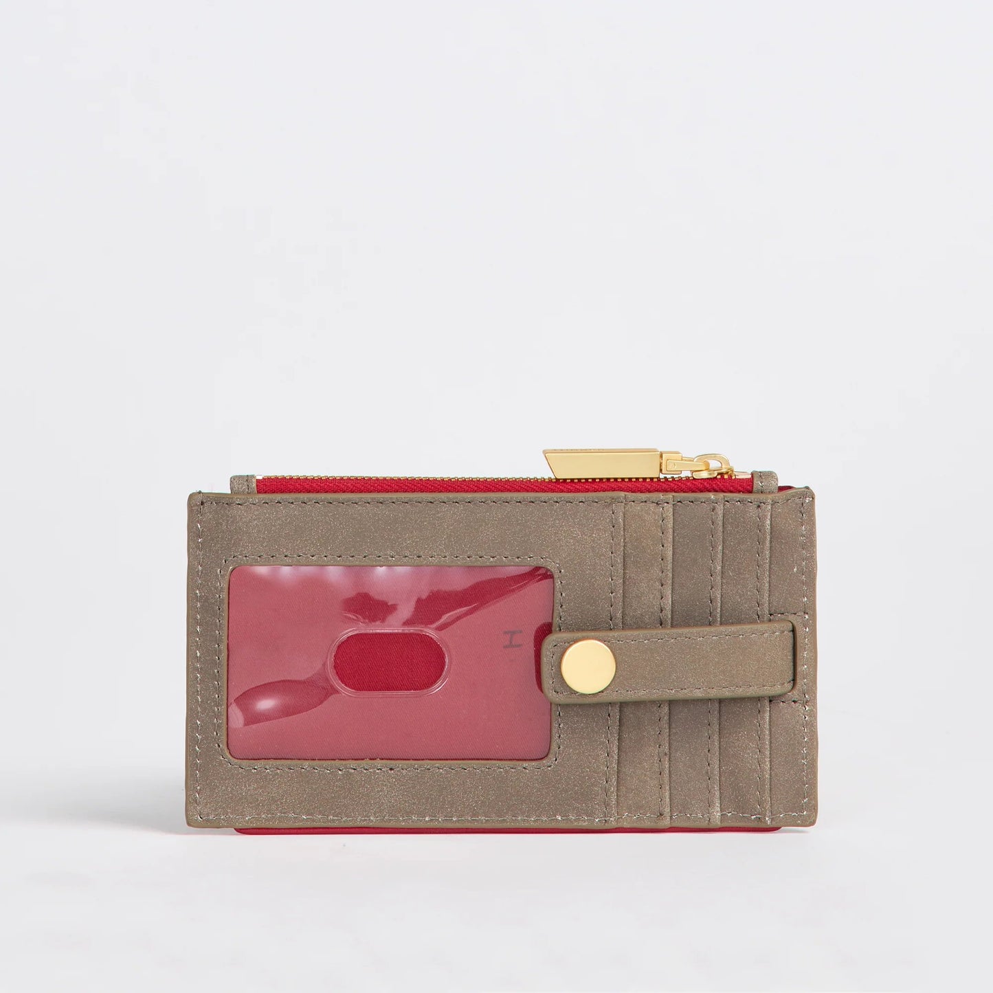 Hammitt 210 West Wallet - Pewter/Brushed Gold with Red Zip