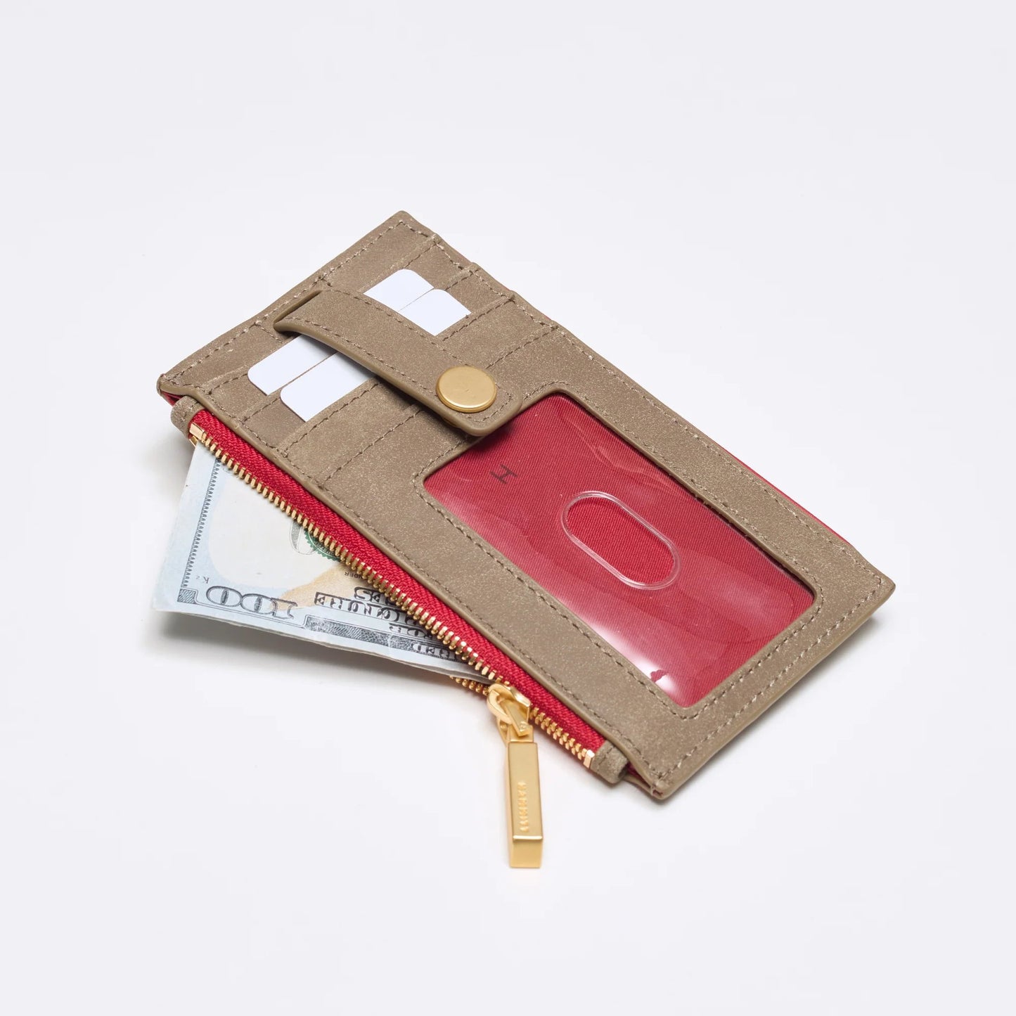 Hammitt 210 West Wallet - Pewter/Brushed Gold with Red Zip