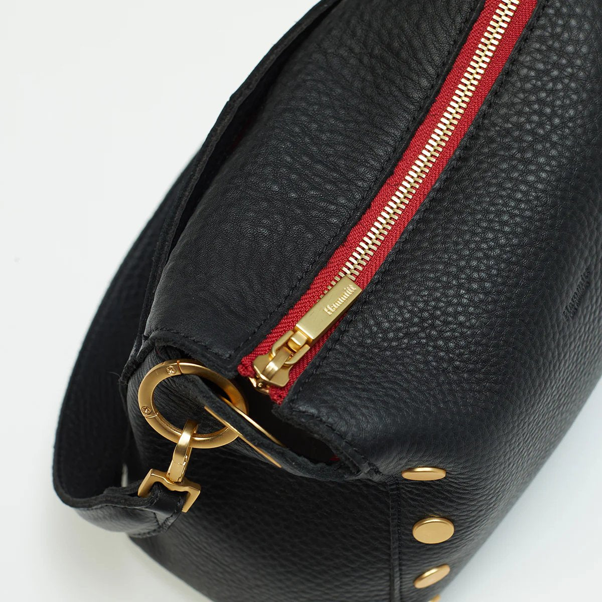 Hammitt Bryant Medium Crossbody Bag - Black/Brushed Gold with Red Zip