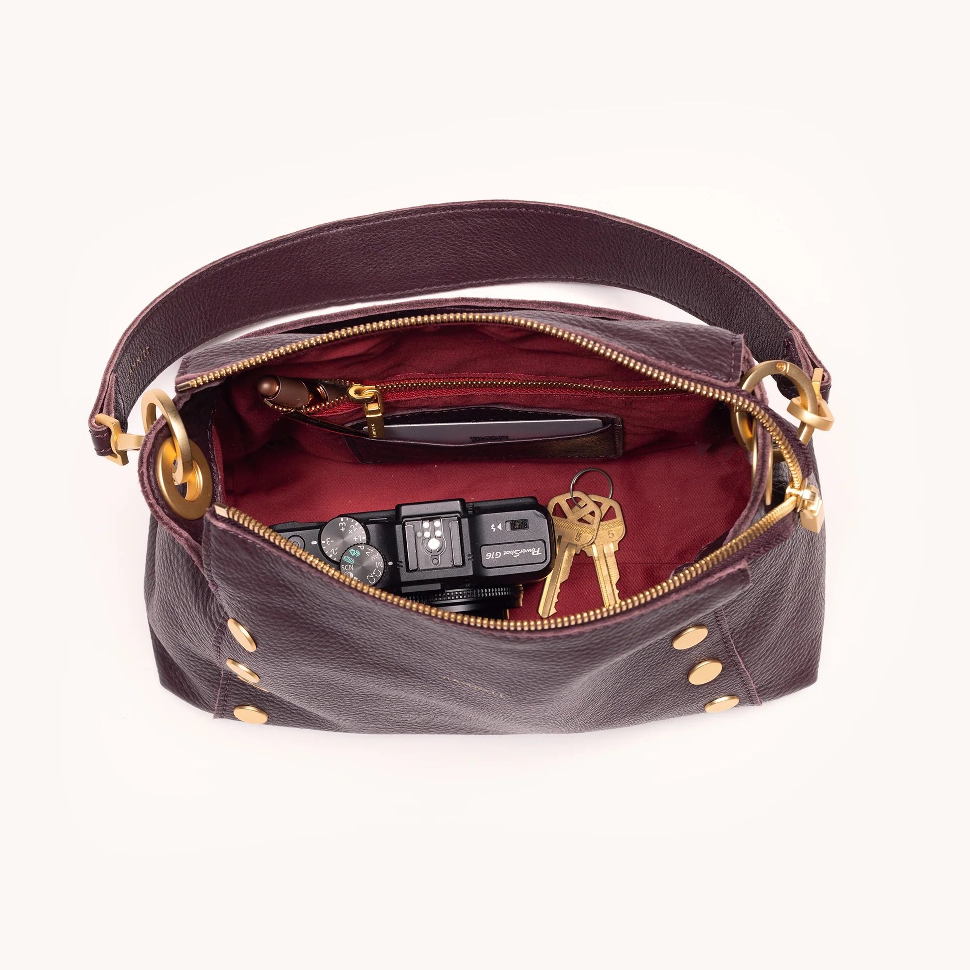 Hammitt Bryant Medium Crossbody Bag - LIMITED EDITION Cabernet Pebble/Brushed Gold