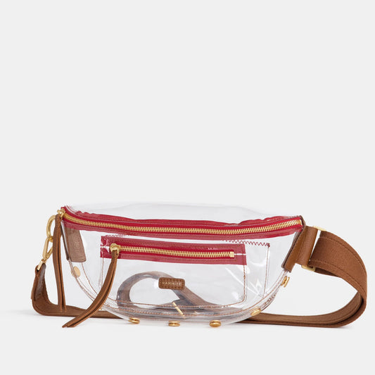 Hammitt Charles Clear Belt Bag - Mahogany Pebble/Brushed Gold/Red Zip