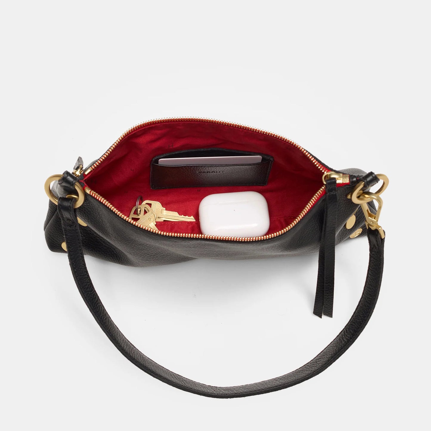 Hammitt Kyle Crossbody/Shoulder Bag - Black/Brushed Gold Red Zip