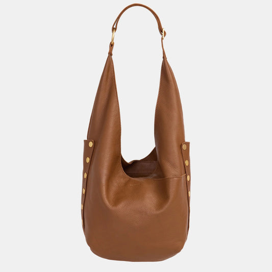 Hammitt Tom Zip Hobo Bag - Mahogany Pebble/Brushed Gold with Red Zip