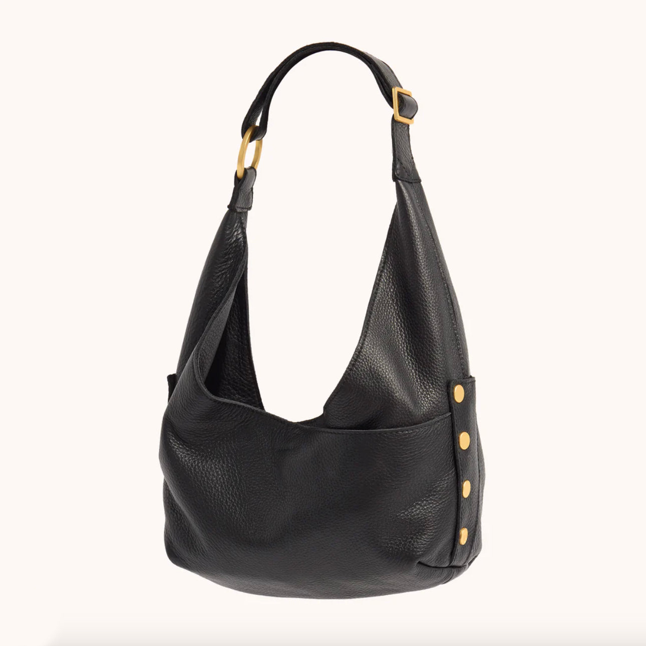 Hammitt Tom Zip Medium Bag - Black/Brushed Gold with Red Zip