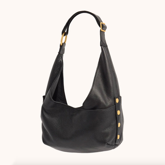 Hammitt Tom Zip Medium Bag - Black/Brushed Gold with Red Zip