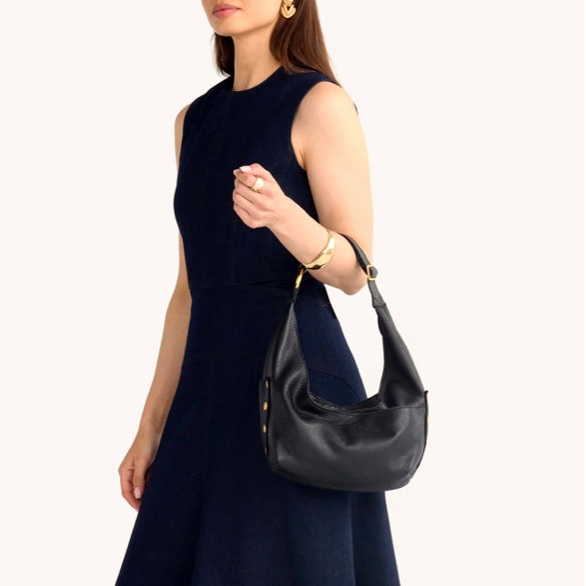 Hammitt Tom Zip Medium Bag - Black/Brushed Gold with Red Zip