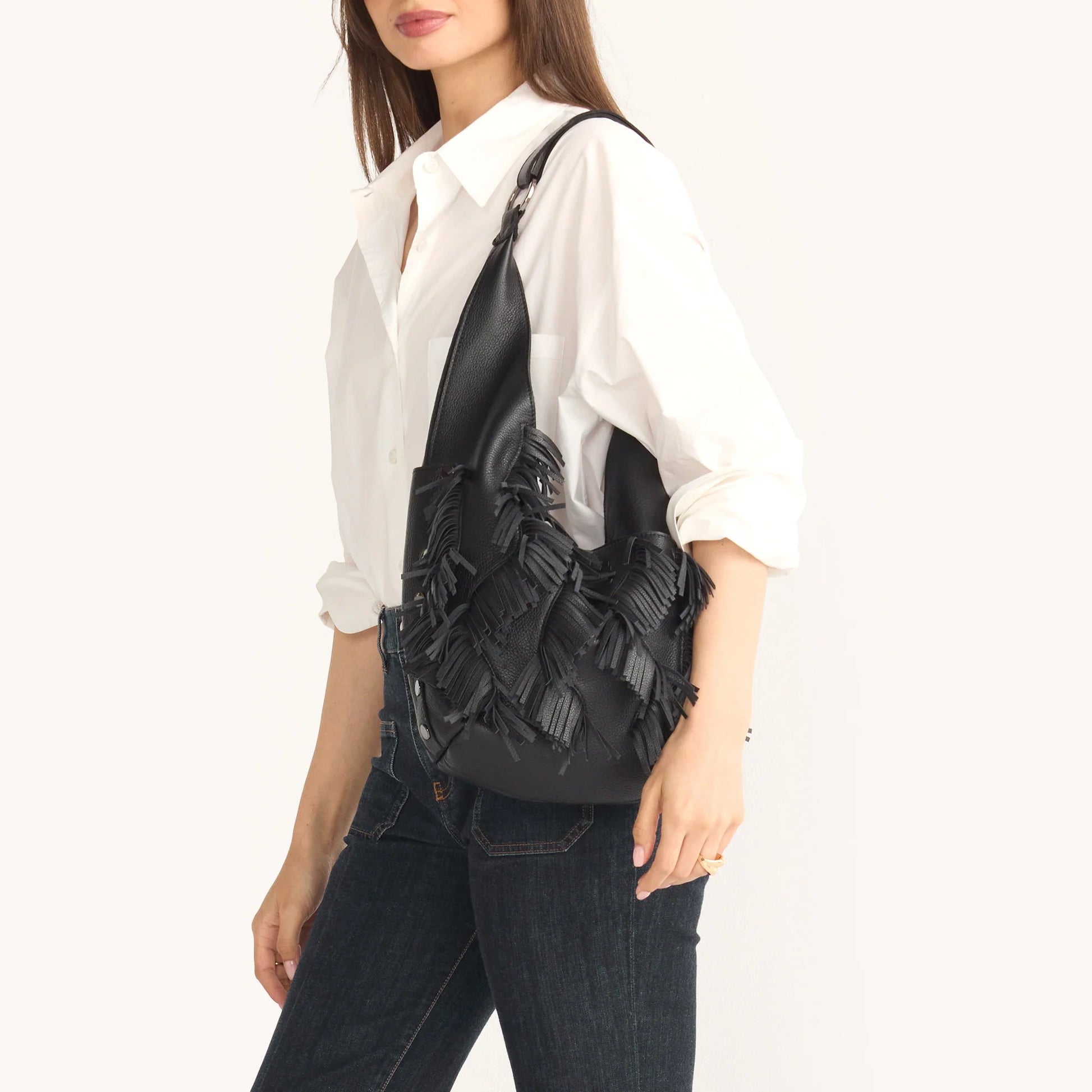 Hammitt Tom Zip Hobo Bag - LIMITED EDITION Vibrato Fringe/Gunmetal