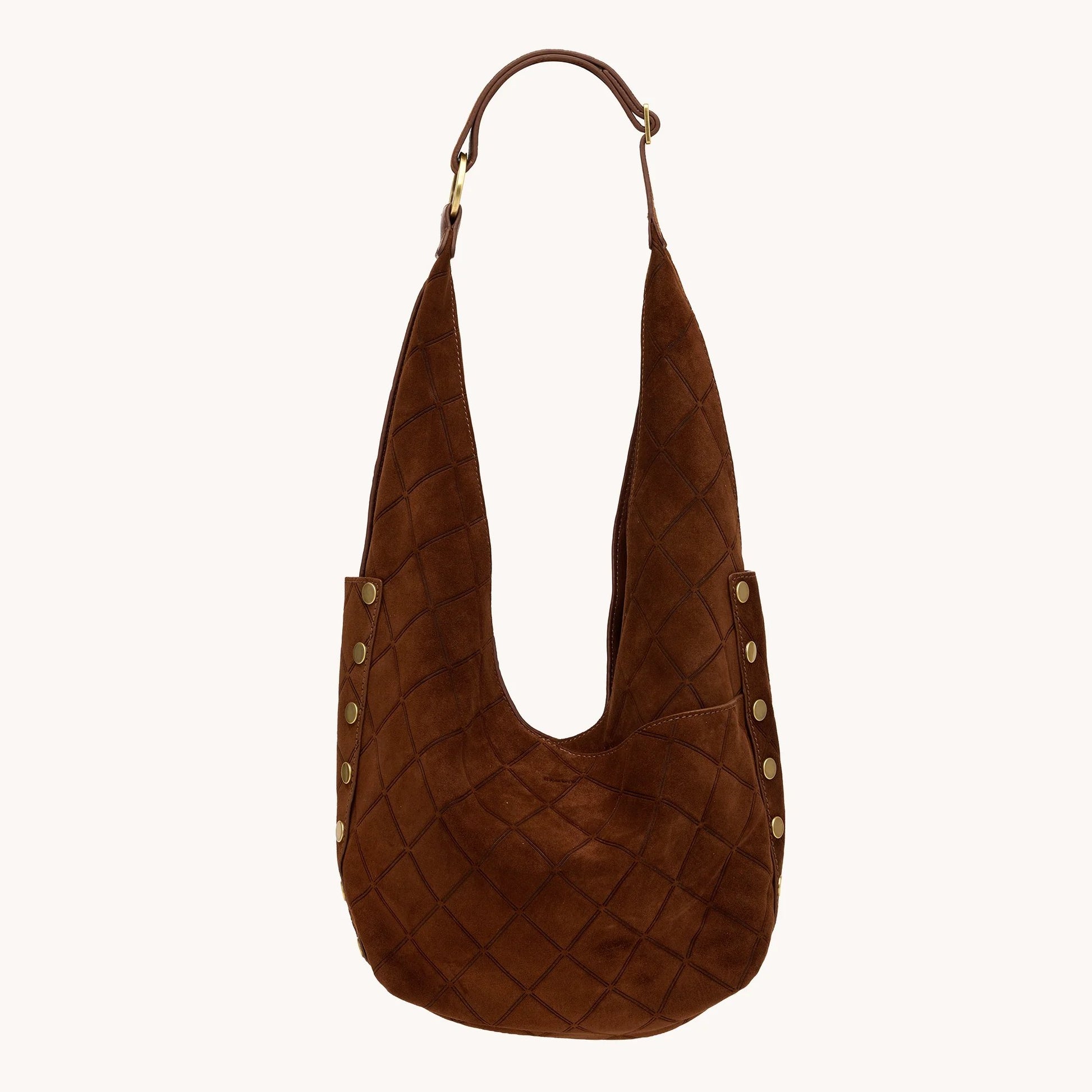 Hammitt Tom Zip Hobo Bag - LIMITED EDITION Chocolate Diamond Suede/Antique Gold