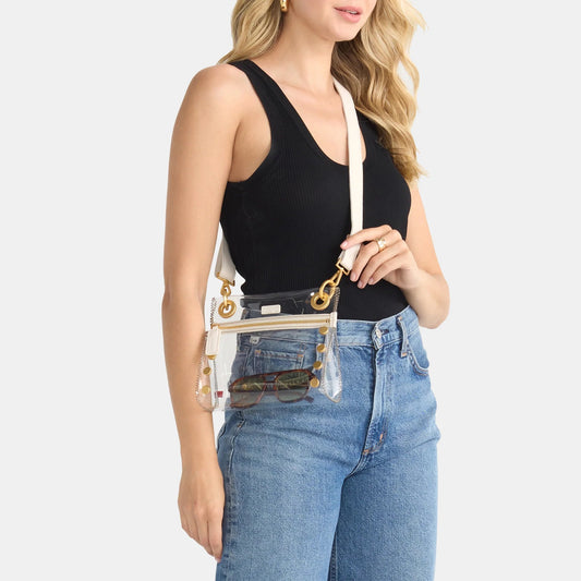 Hammitt Tony Clear Small Crossbody Bag - Calla Lily White/Brushed Gold