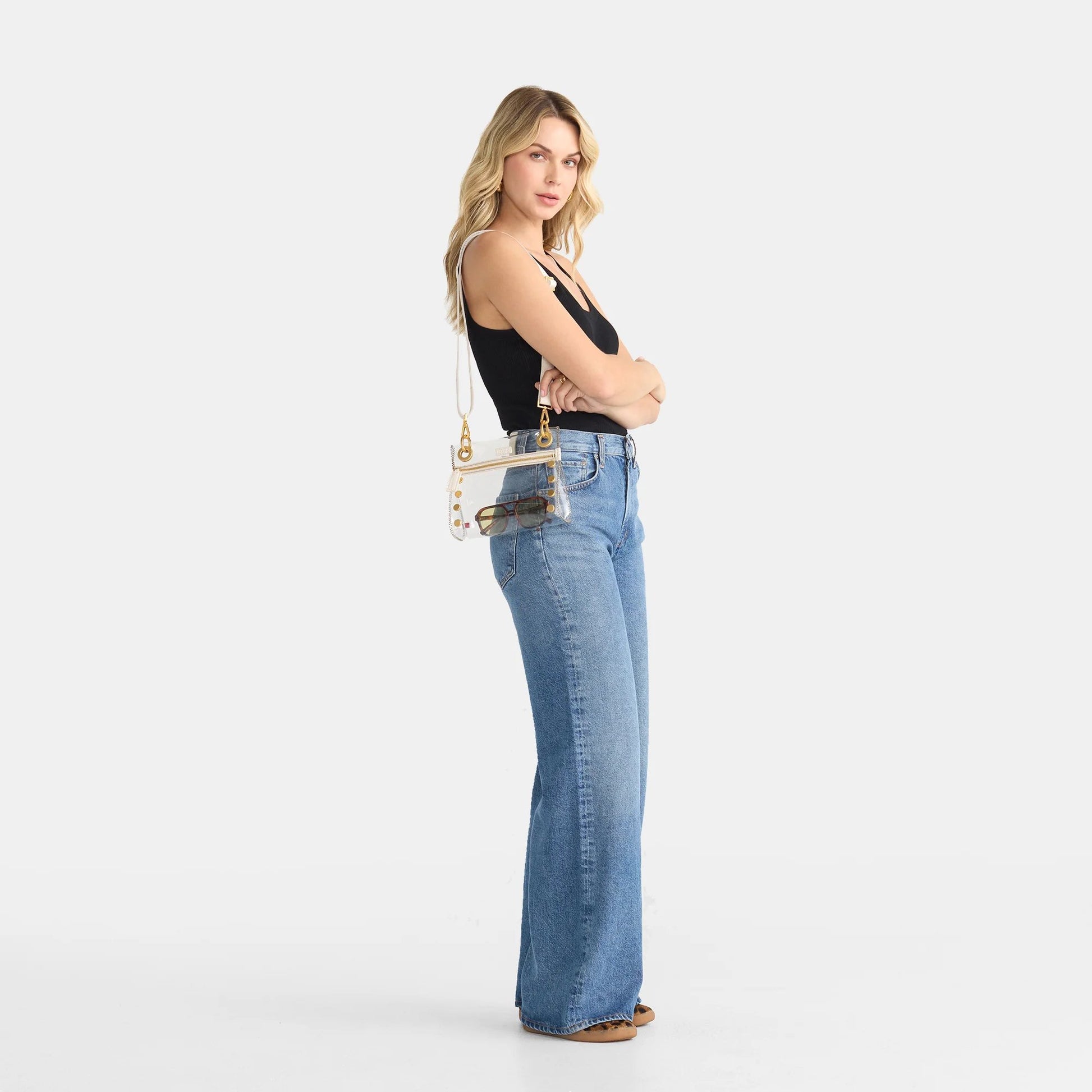 Hammitt Tony Clear Small Crossbody Bag - Calla Lily White/Brushed Gold