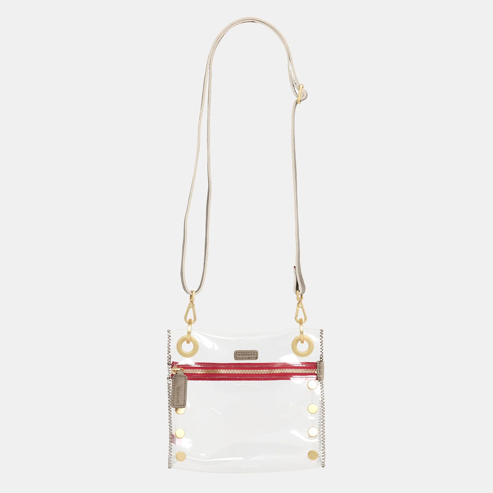 Hammitt Tony Clear Small Crossbody Bag - Pewter/Brushed Gold/Red Zip