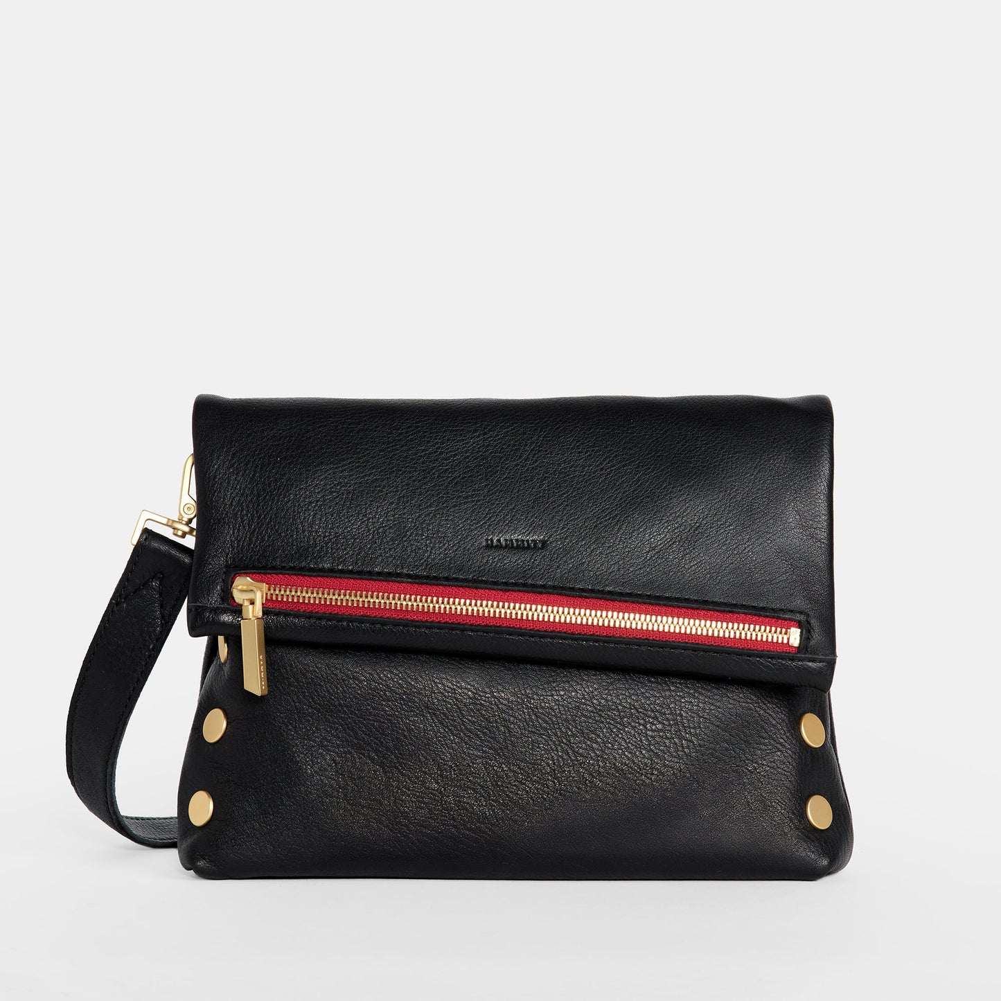 Hammitt VIP Medium Crossbody Bag - Black/Brushed Gold Red Zip