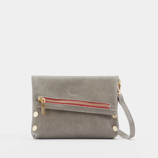 Hammitt VIP Small Crossbody Bag - Pewter/Brushed Gold with Red Zip