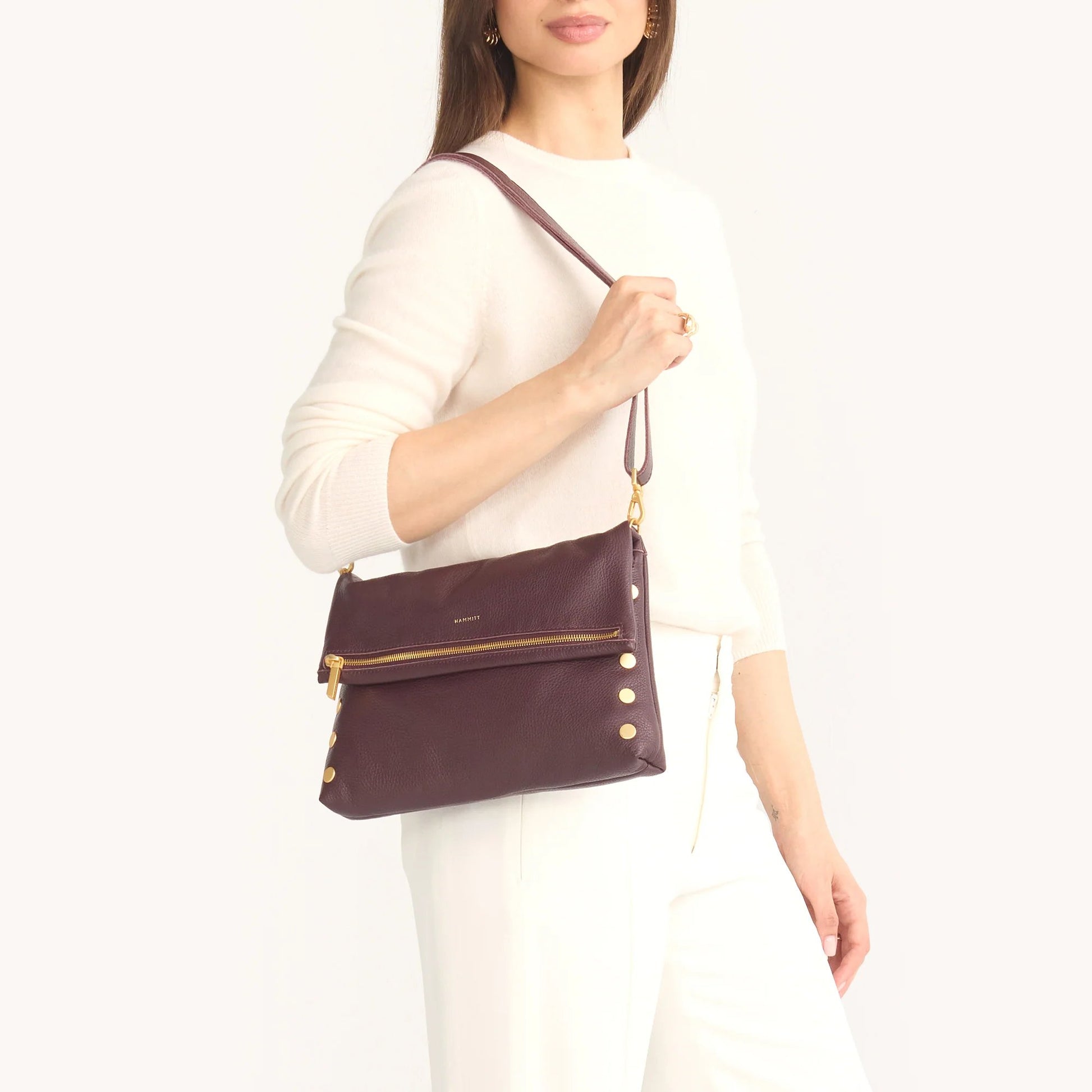 Hammitt VIP Large Crossbody Bag - LIMITED EDITION Cabernet Pebble/Brushed Gold