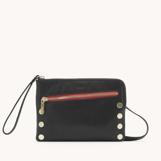 Hammitt Nash Small Crossbody Bag - Black/Brushed Gold with Red Zip