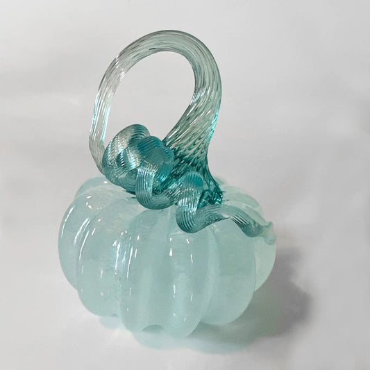 Decorative Blown Glass Mini Pumpkin (select color) Celedon/Teal