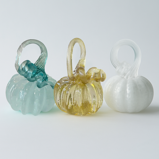 Decorative Blown Glass Mini Pumpkin (select color)