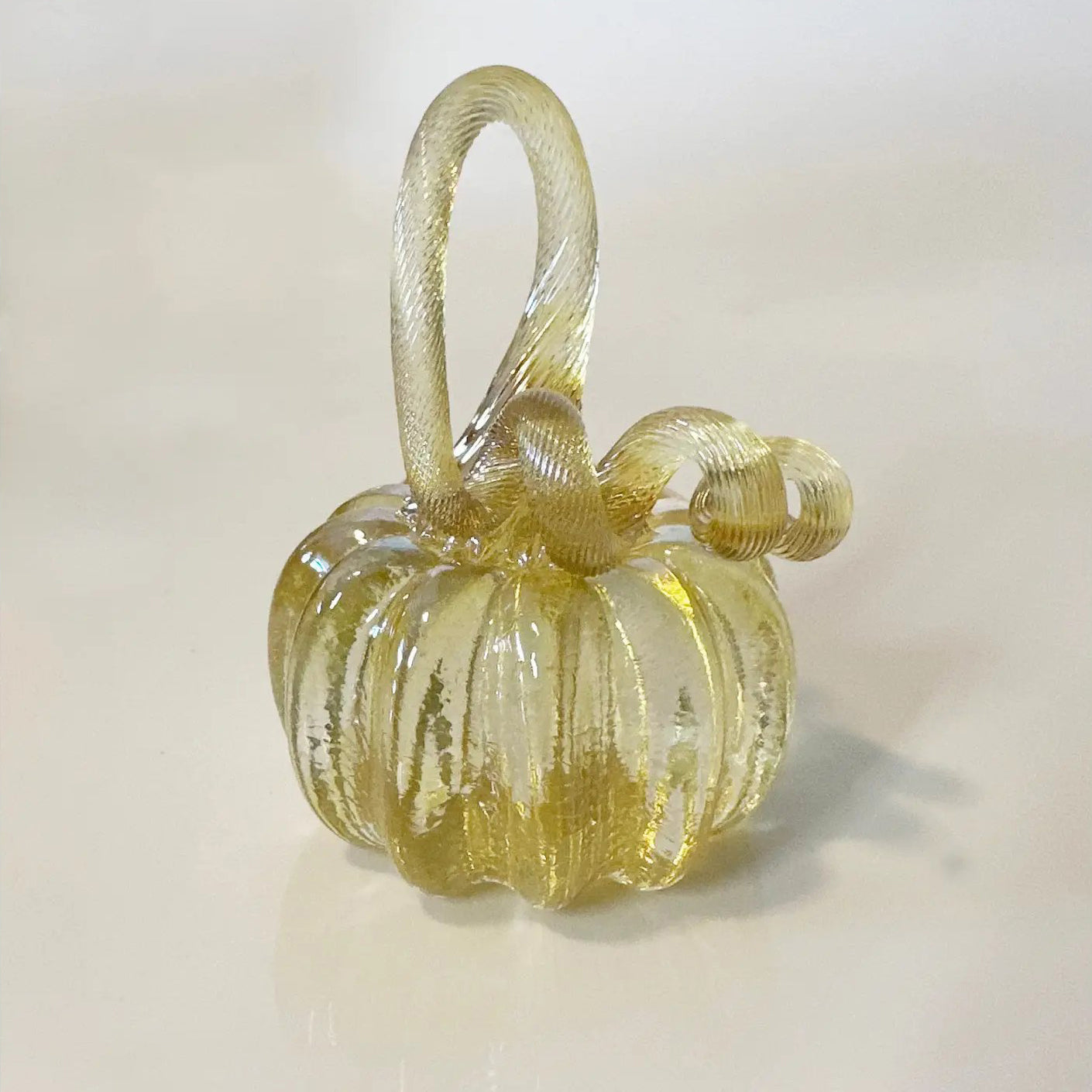 Decorative Blown Glass Mini Pumpkin (select color) Gold/Amber