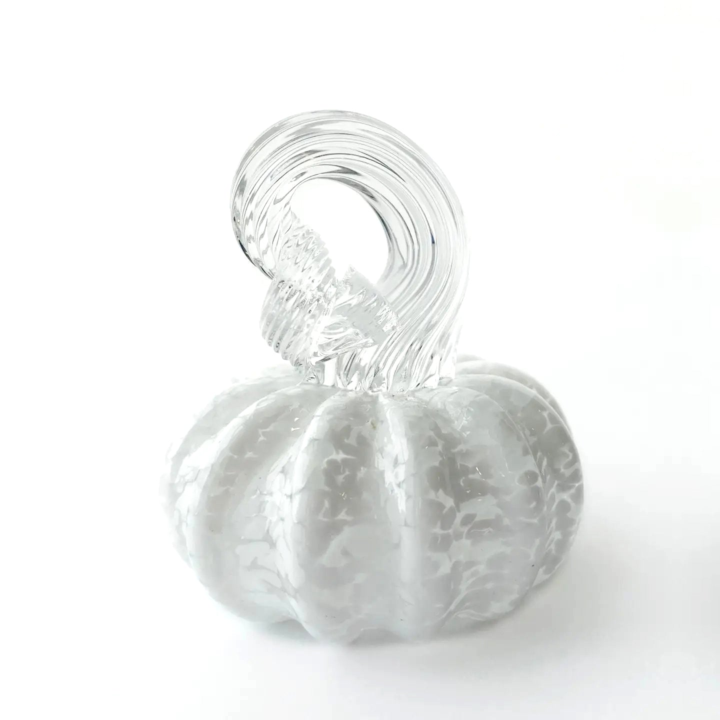 Decorative Blown Glass Mini Pumpkin (select color) Spotted White/Clear
