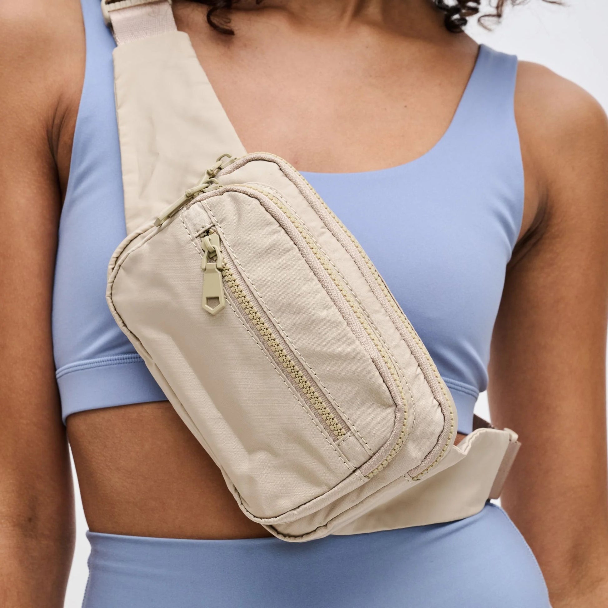 Hip Hugger Nylon Belt Bag - Nude