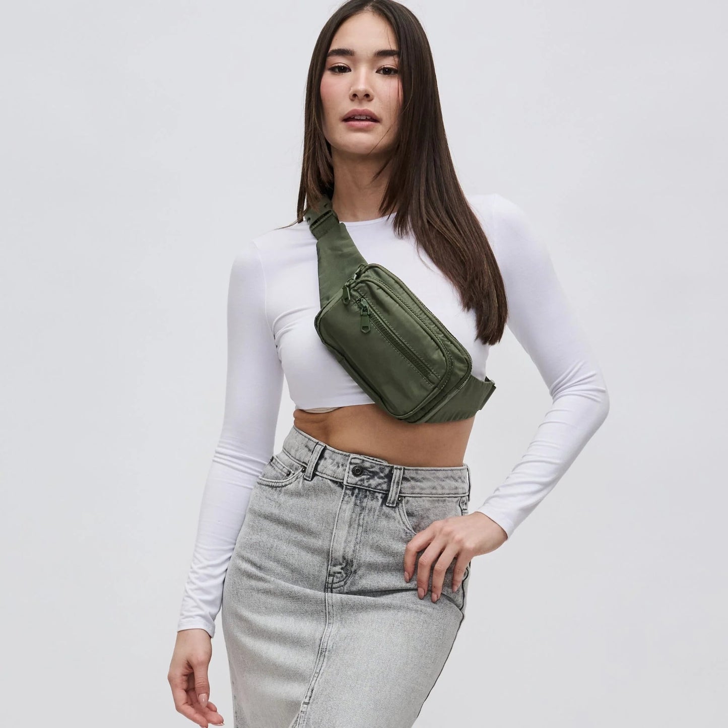 Hip Hugger Nylon Belt Bag - Olive