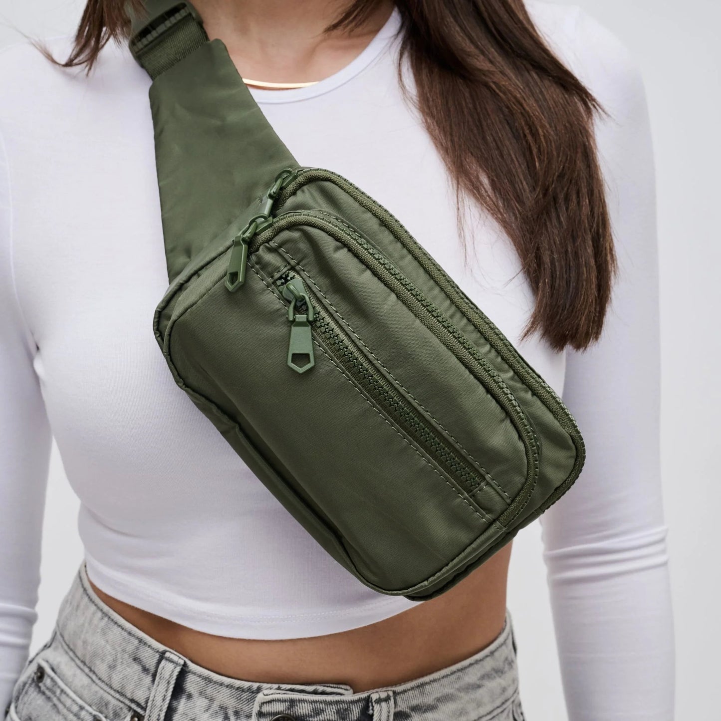 Hip Hugger Nylon Belt Bag - Olive