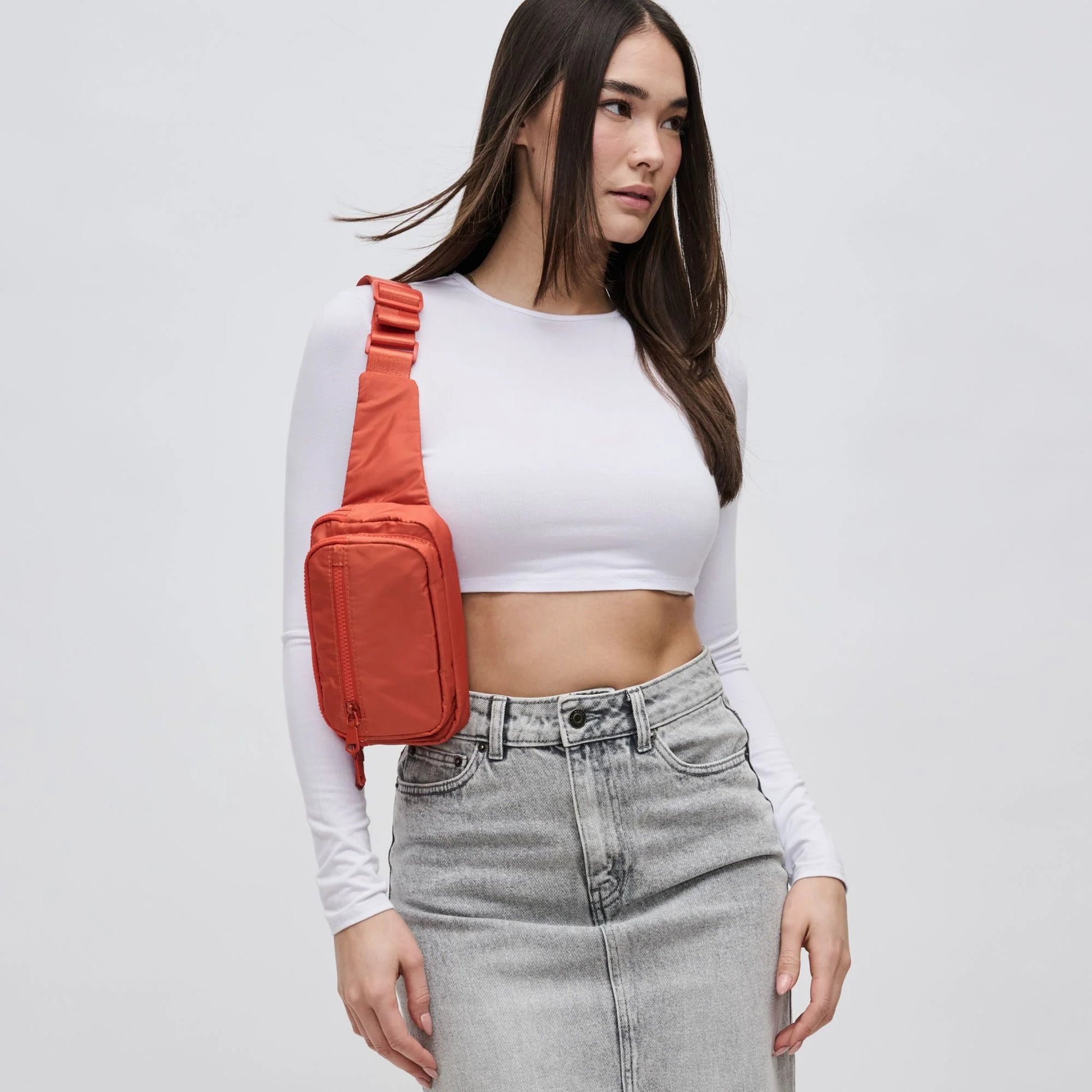 Hip Hugger Nylon Belt Bag - Orange