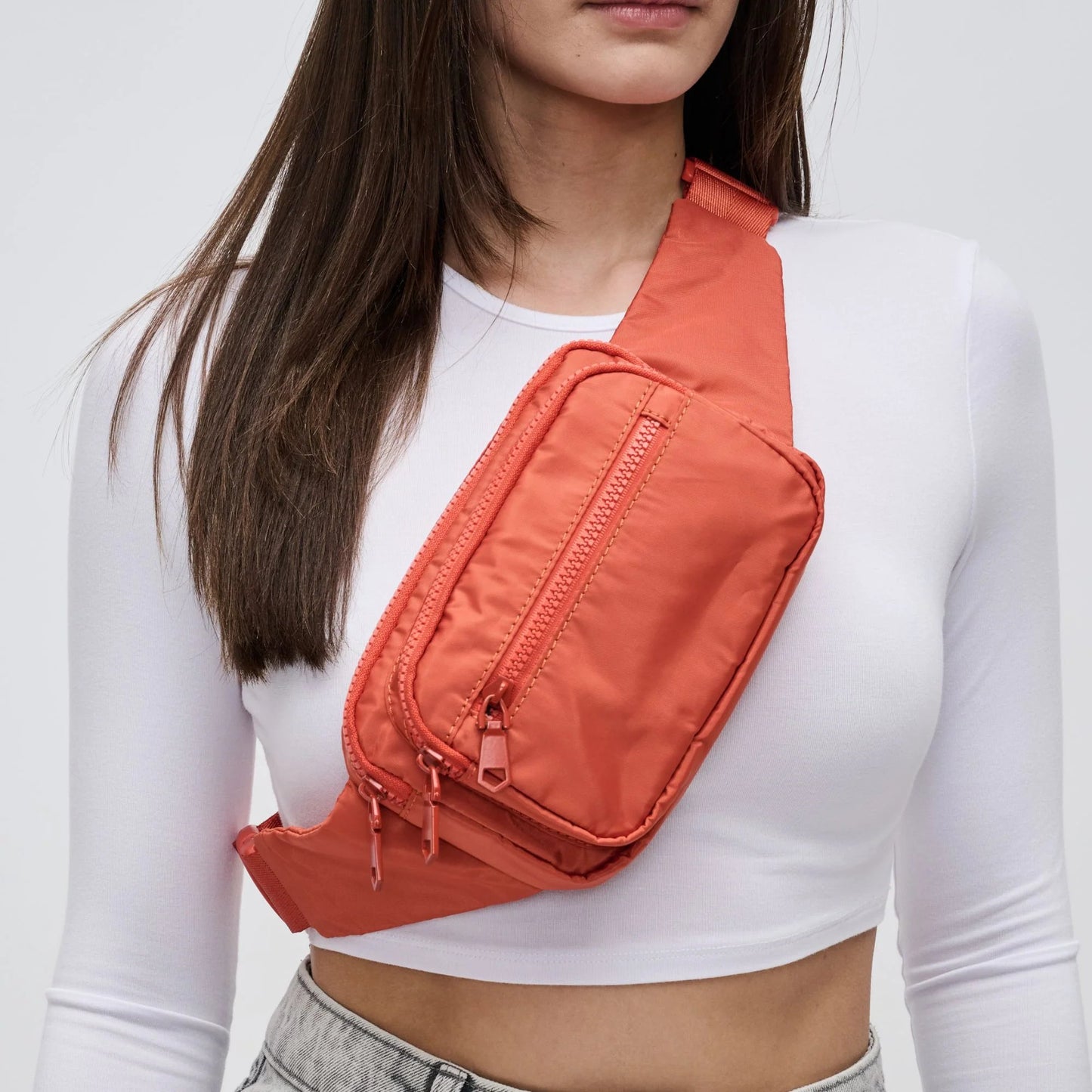 Hip Hugger Nylon Belt Bag - Orange