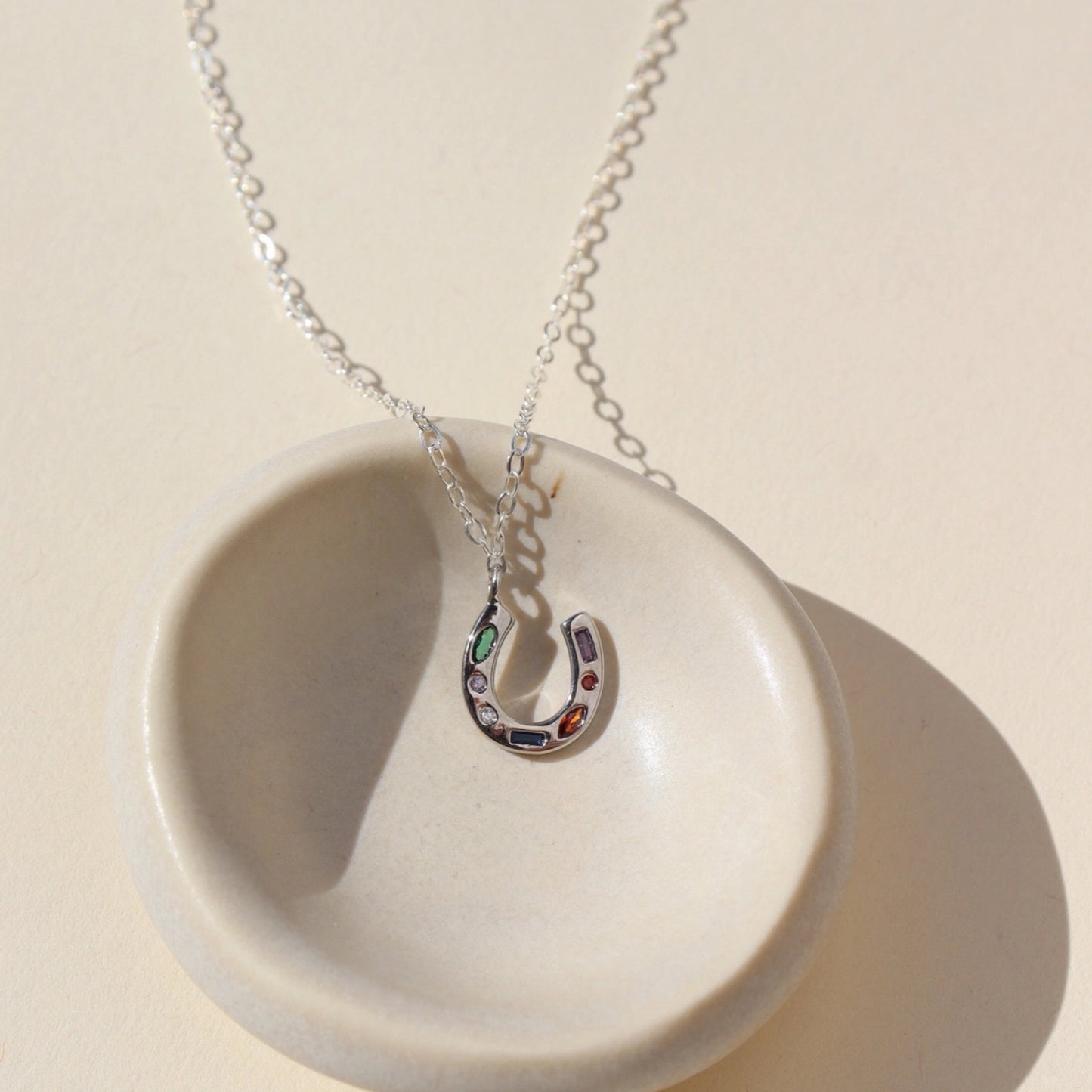 Horseshoe Charm Necklace (Select Material) Sterling Silver