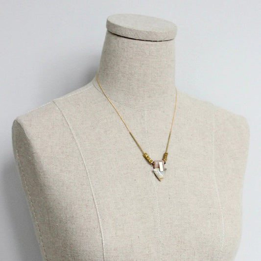 Peach Moonstone + Agate Pendant Chain Necklace