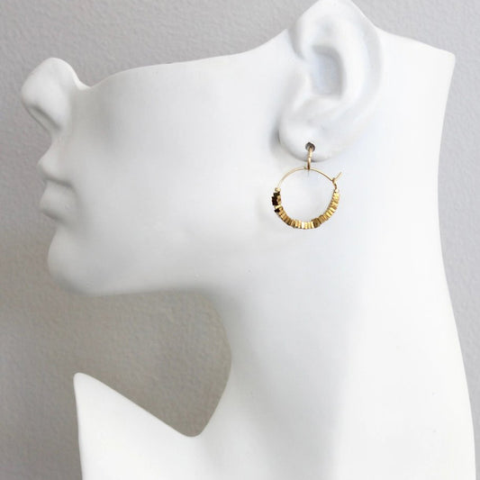 Mini Gold Hematite Hoop Earrings