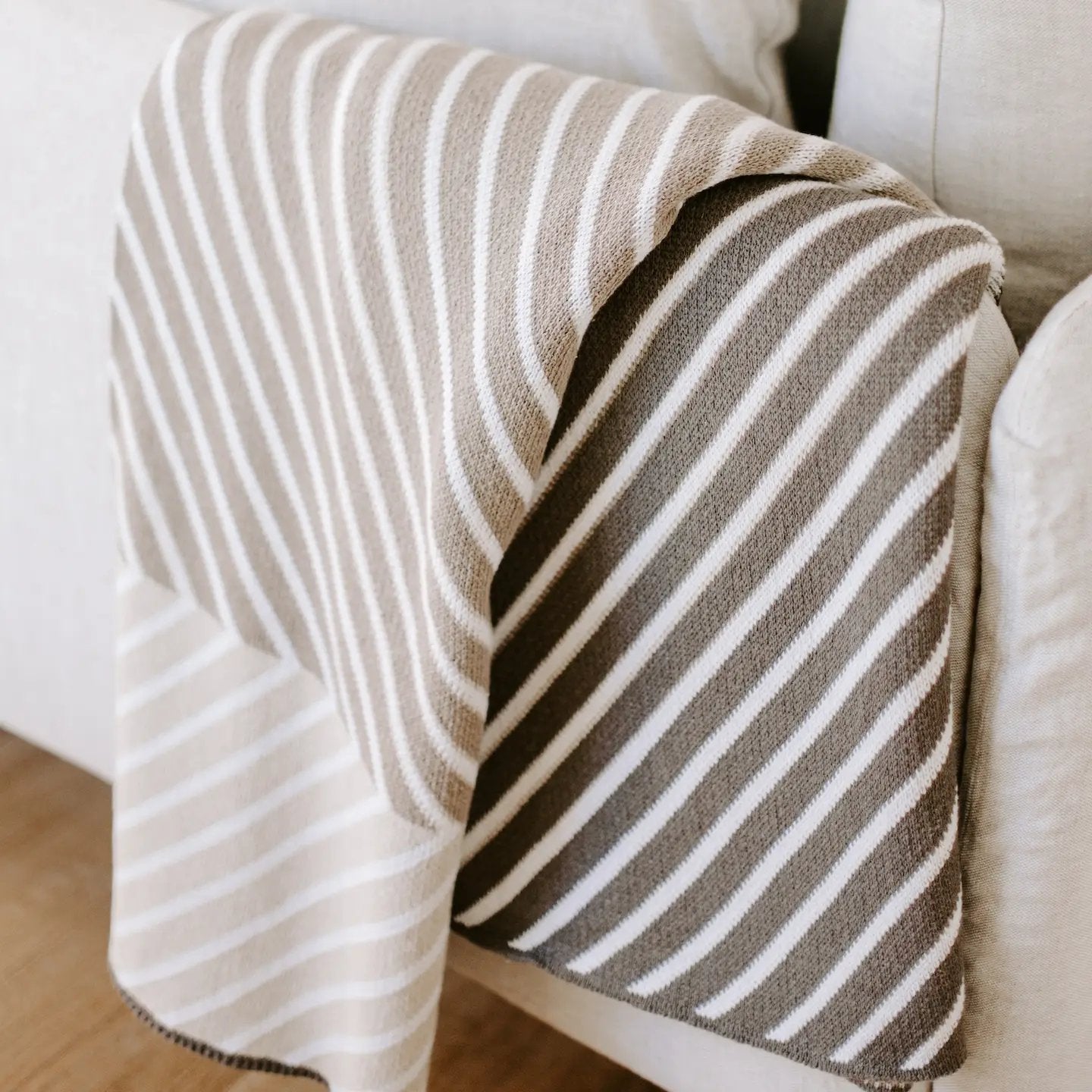 Sustainable Cotton Knit ‘Zag’ Striped Throw Blanket