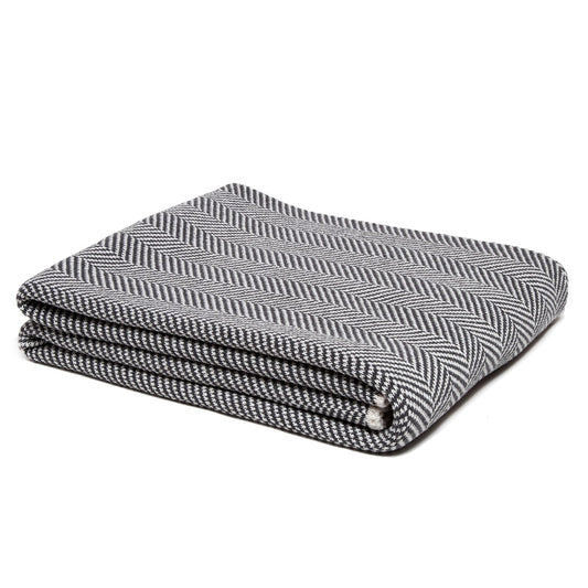 Sustainable Cotton Knit Herringbone Throw Blanket
