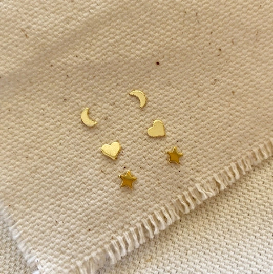 Dainty Icon Stud Earrings - Gold Fill (select shape)