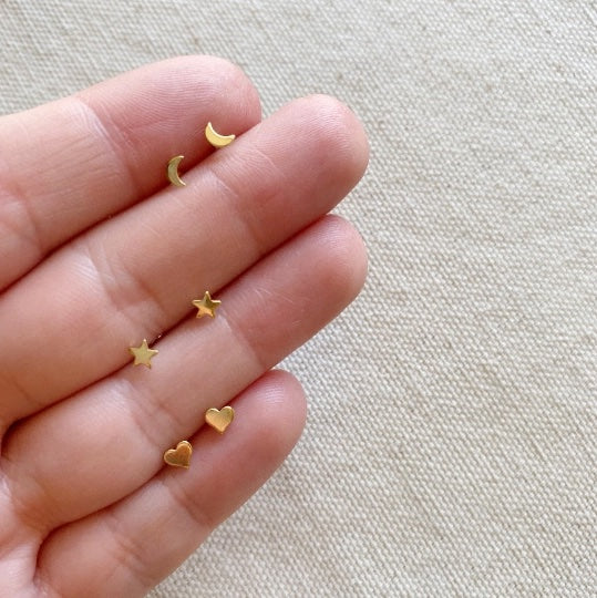 Dainty Icon Stud Earrings - Gold Fill (select shape)