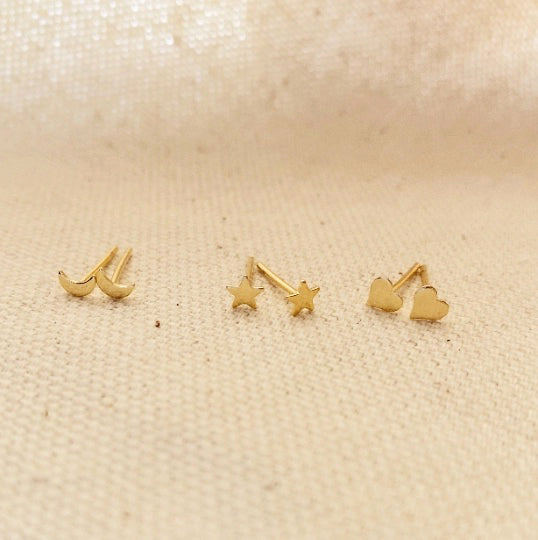 Dainty Icon Stud Earrings - Gold Fill (select shape)