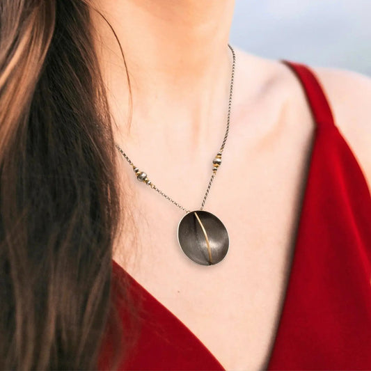 Mixed-Metal ‘Golden Rift’ Pendant Necklace