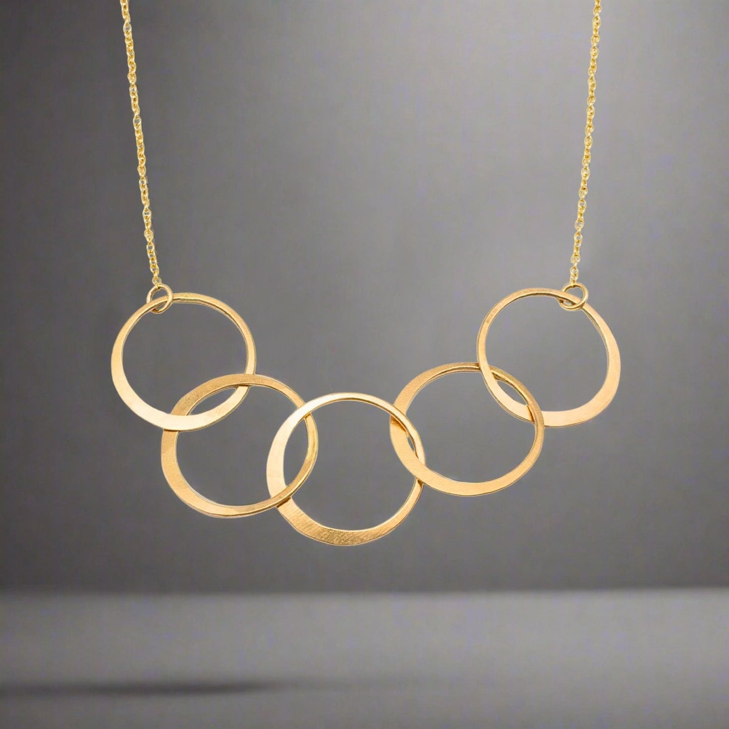 Gold Link Circle Statement Necklace