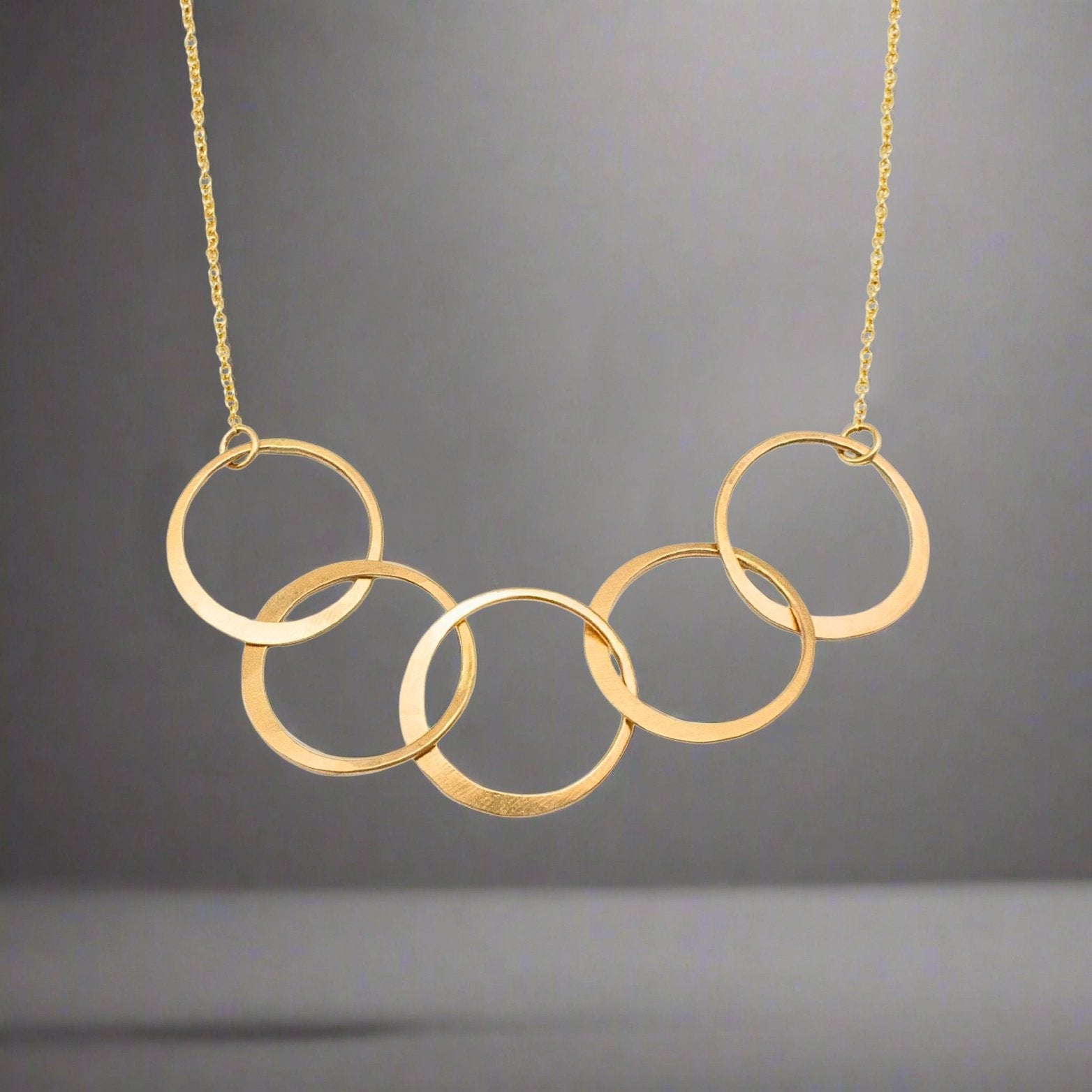 Gold Link Circle Statement Necklace