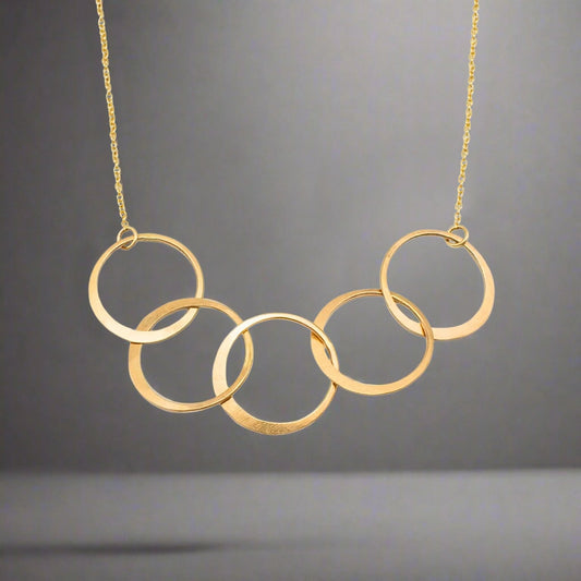 Gold Link Circle Statement Necklace