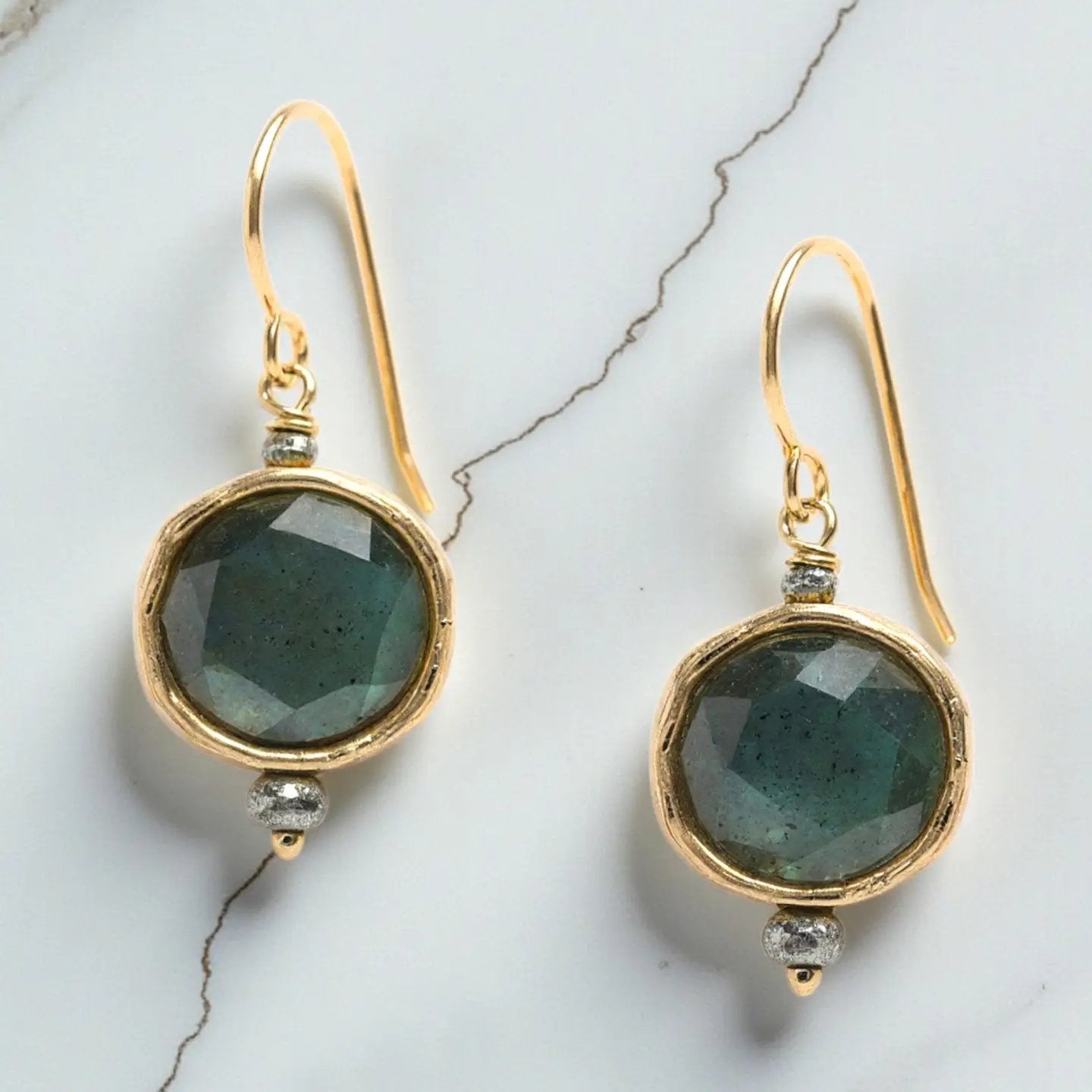 Labradorite ‘Luminous Circle’ Drop Earrings