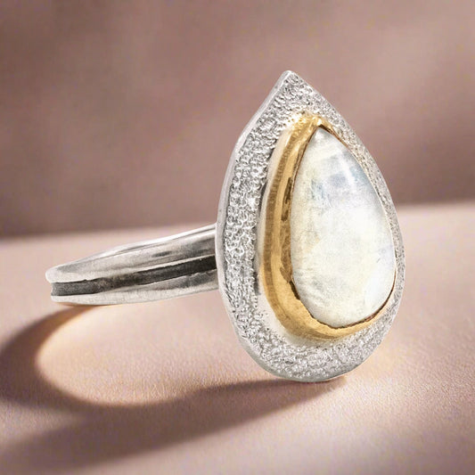 Moonstone + Mixed-Metal ‘Rivermist’ Ring