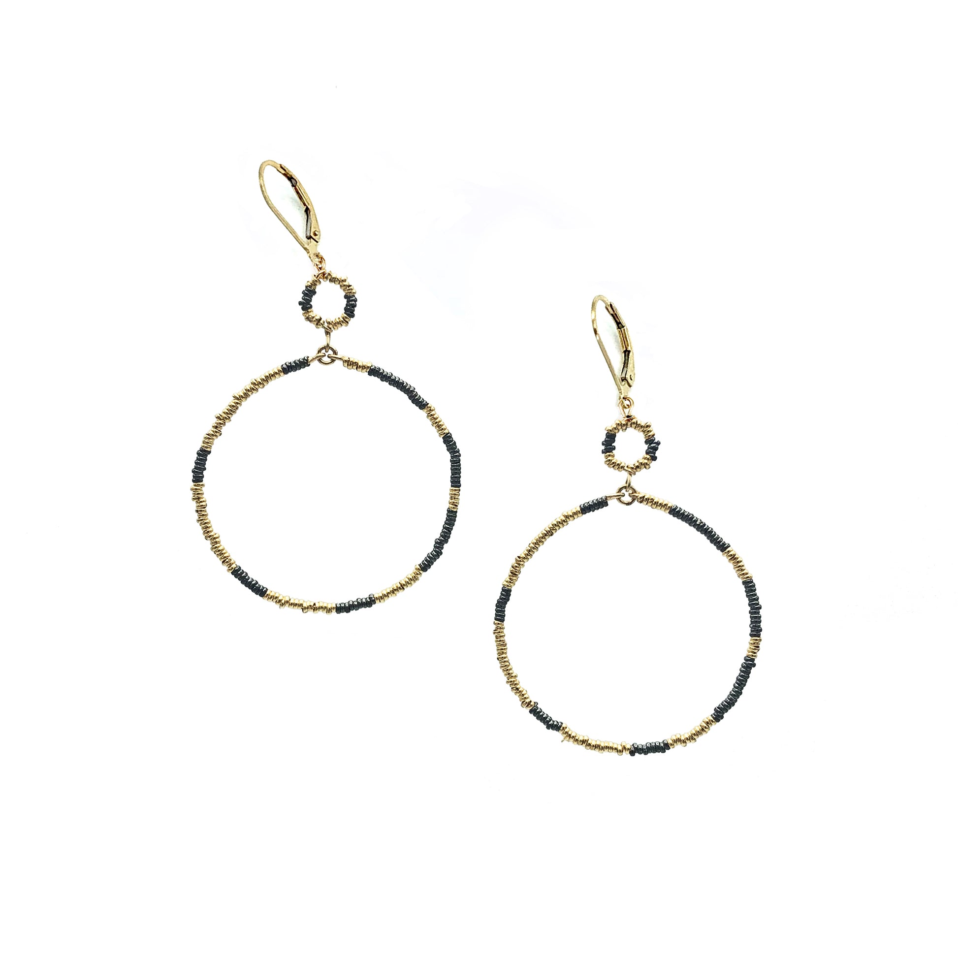Black + Gold Chain Link Hoop Earrings