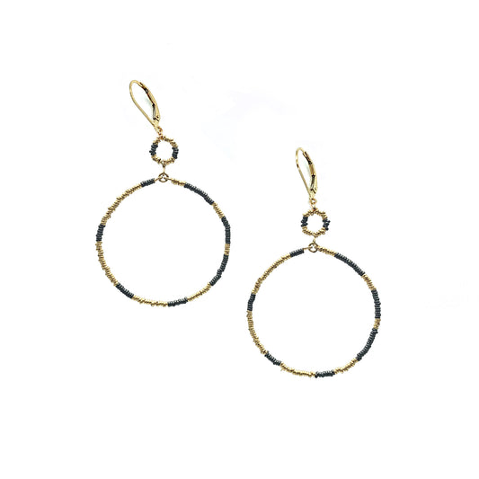 Black + Gold Chain Link Hoop Earrings